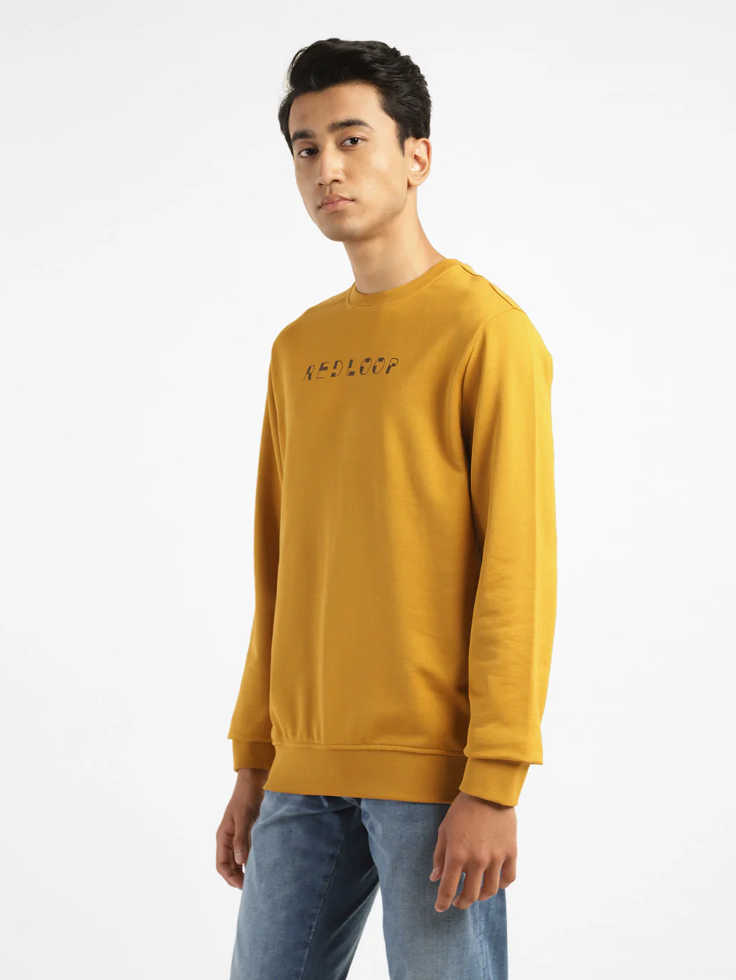 Men's Brand Logo Yellow Crew Neck Sweatshirt - Image 4