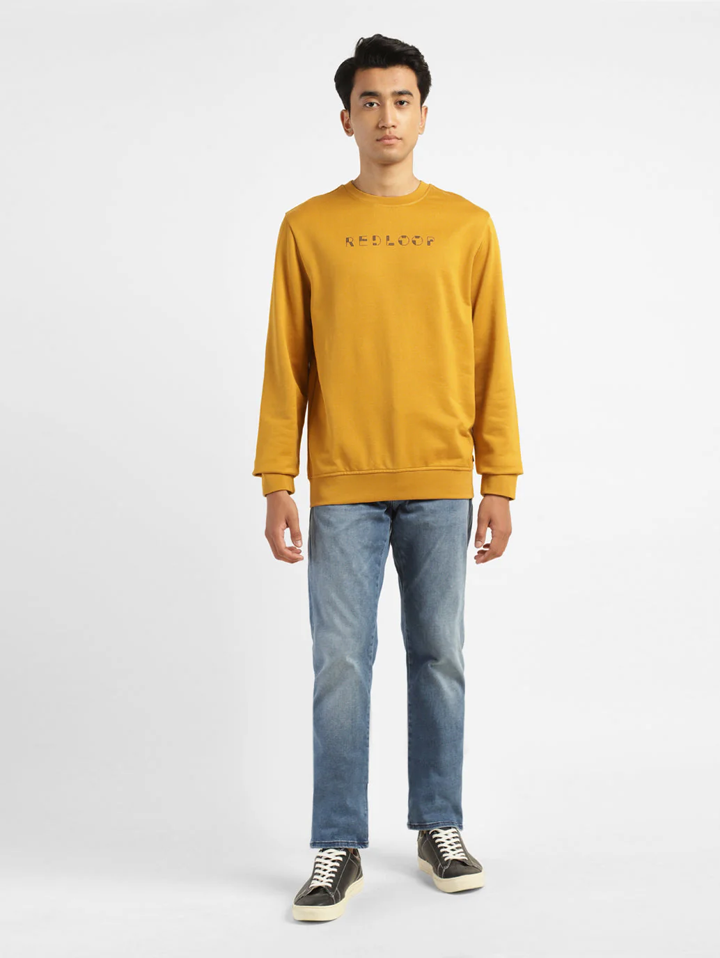 Men's Brand Logo Yellow Crew Neck Sweatshirt - Image 6