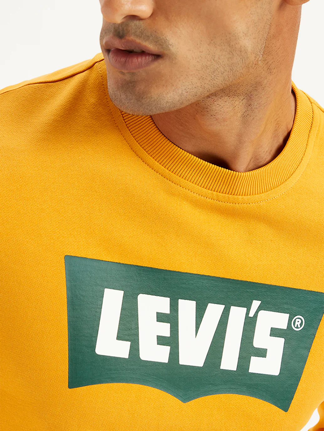 Men's Brand Logo Yellow Crew Neck Sweatshirt - Image 4