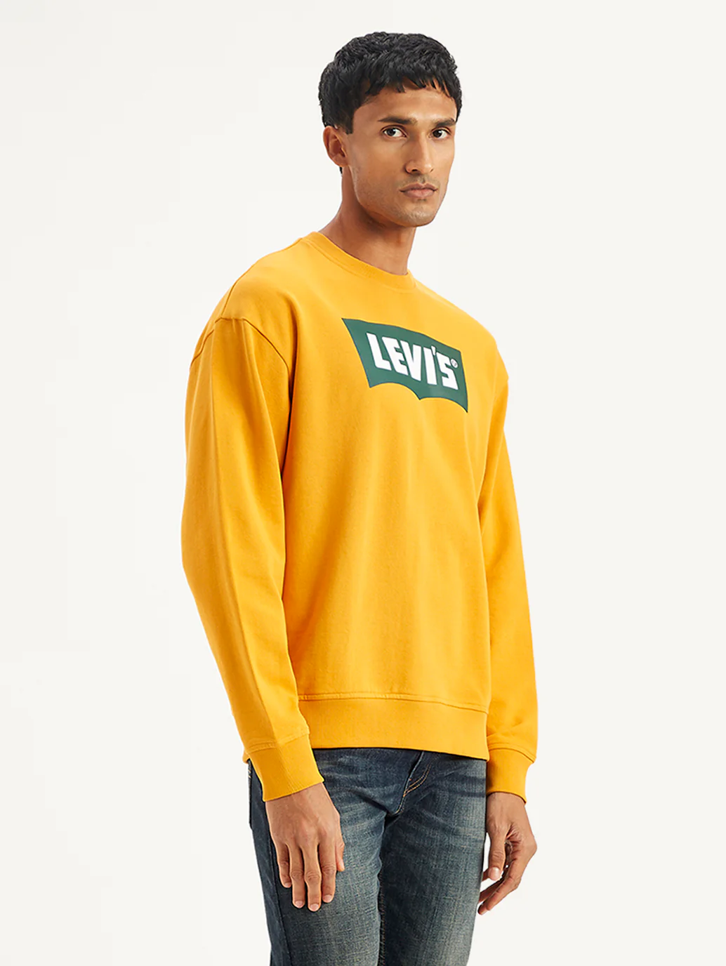 Men's Brand Logo Yellow Crew Neck Sweatshirt - Image 5