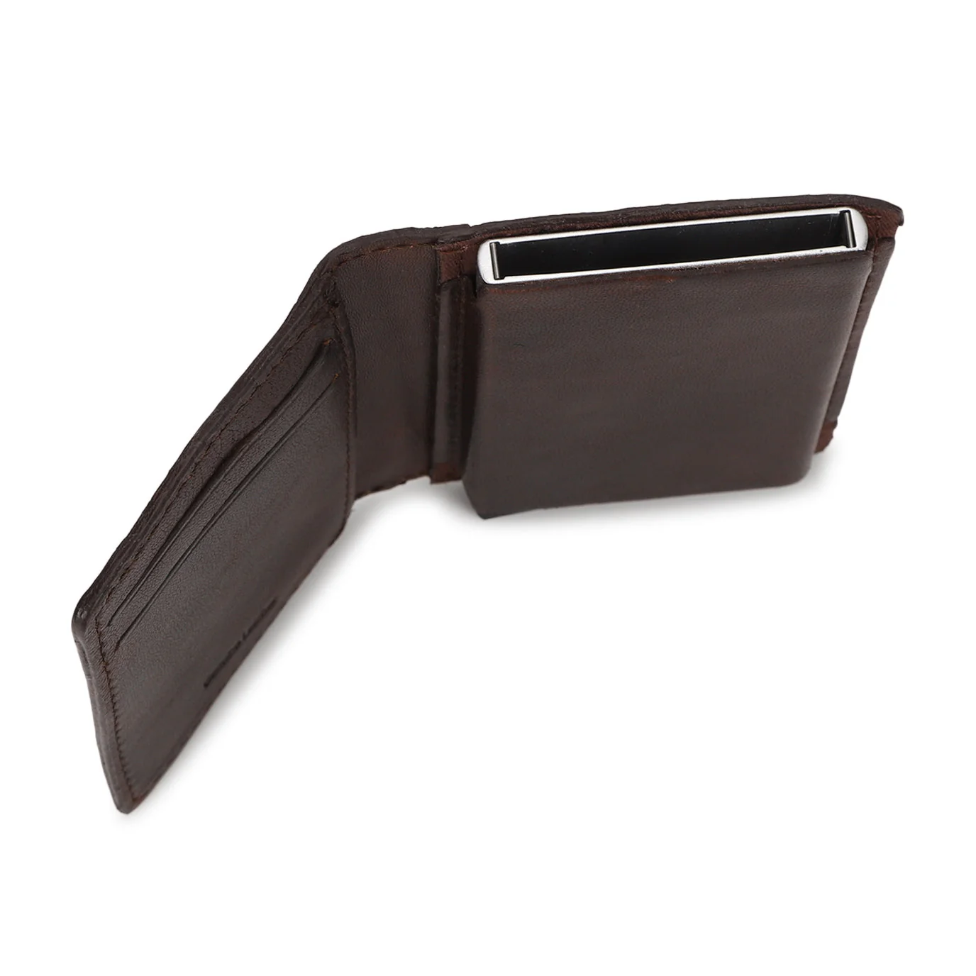 Men's Brown Brand Logo Mechanical Card Wallet - Image 4