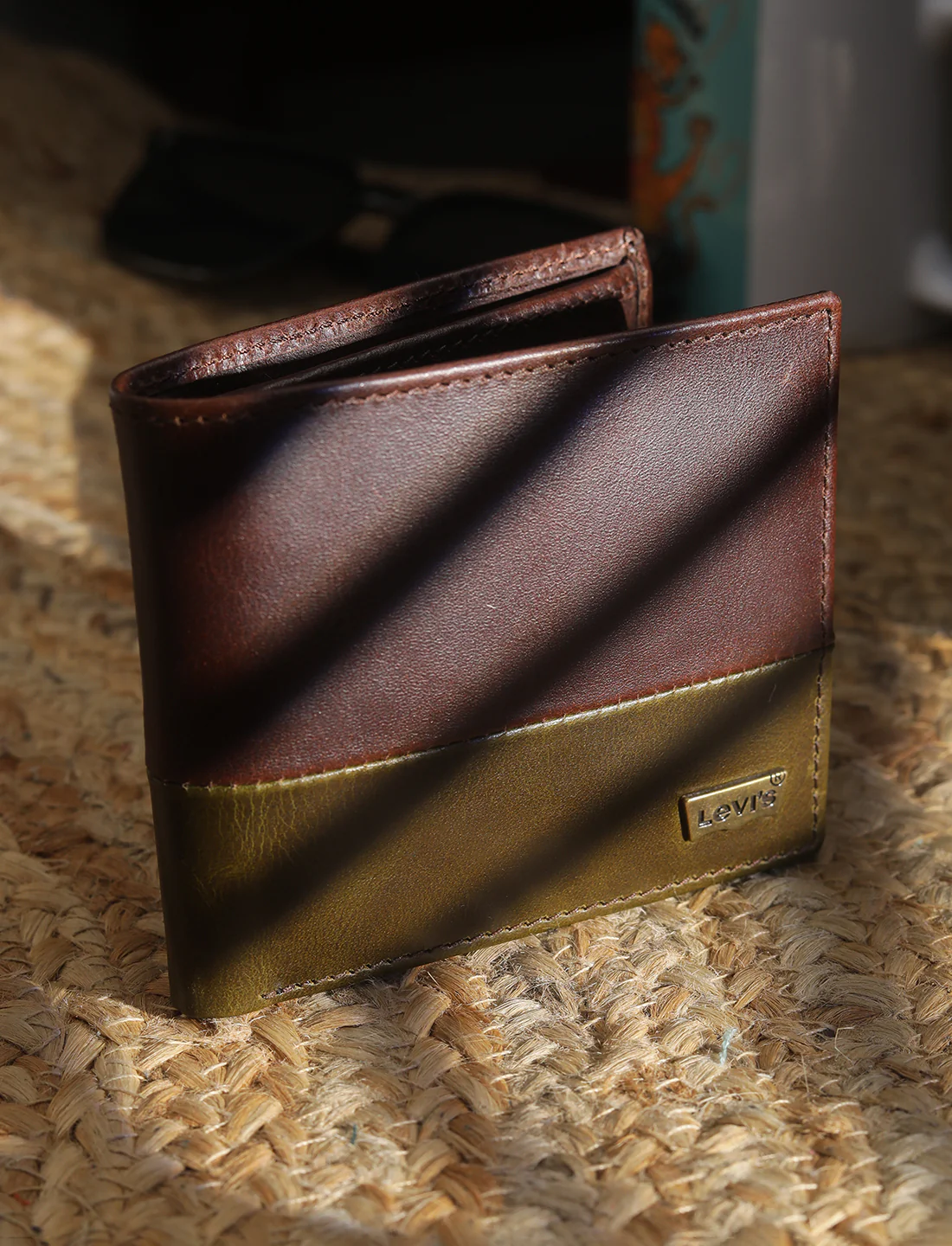 Men's Brown Colorblock Bi-Fold Wallet - Image 2