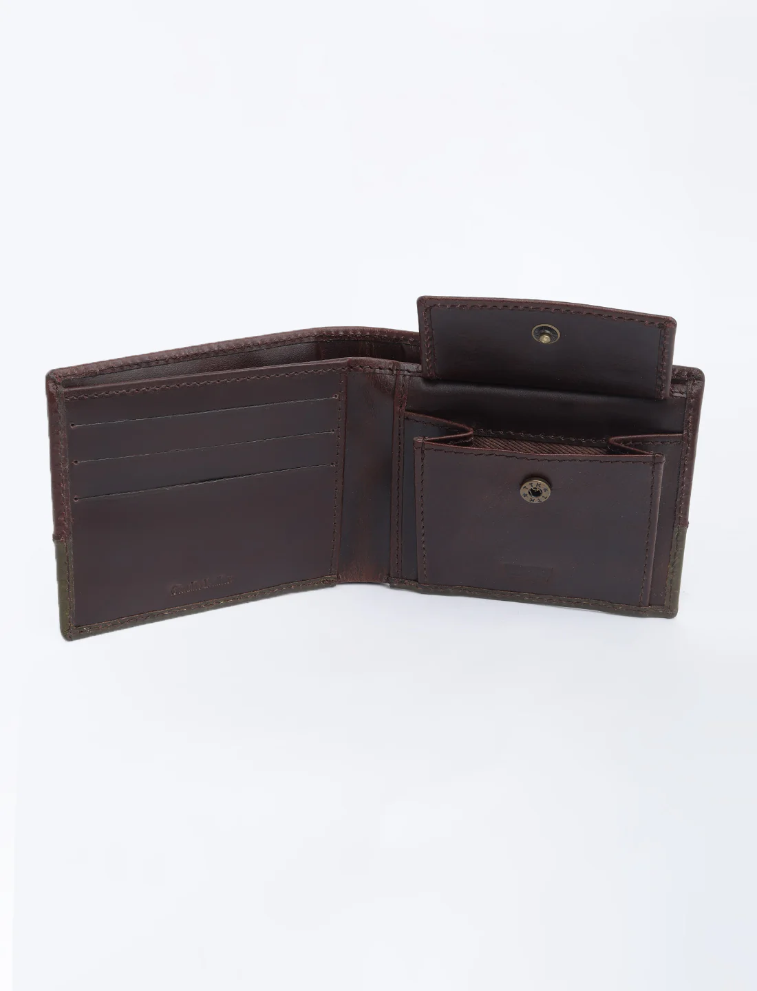 Men's Brown Colorblock Bi-Fold Wallet - Image 4