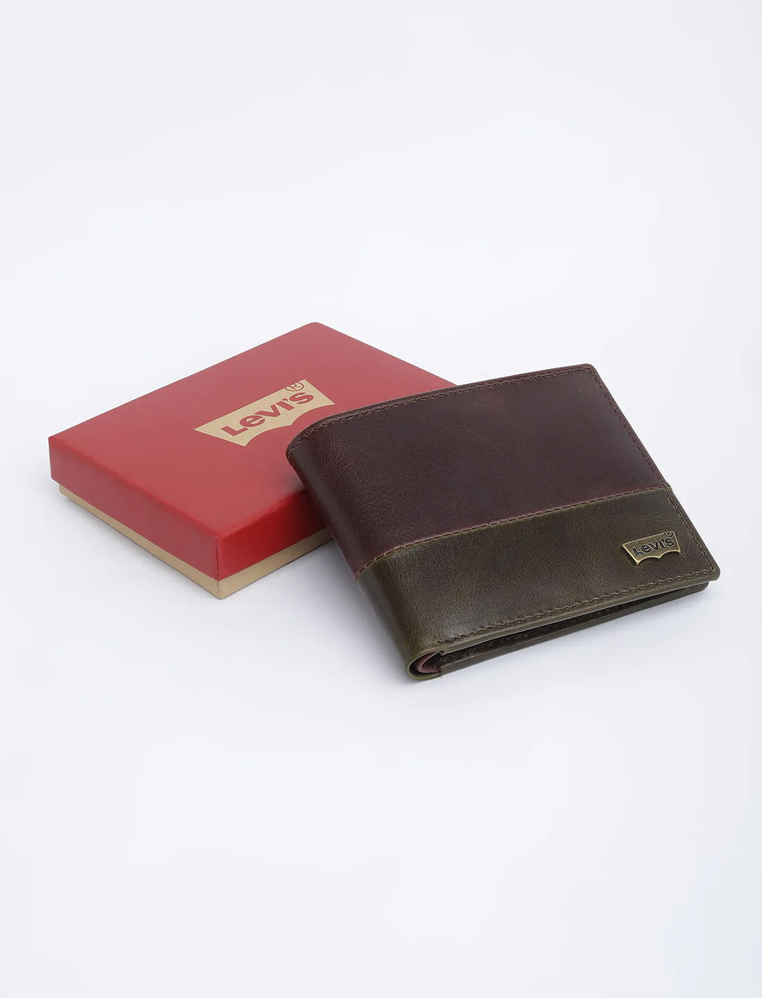 Men's Brown Colorblock Bi-Fold Wallet - Image 5