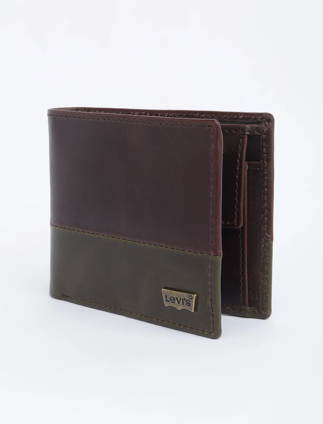 Men's Brown Colorblock Bi-Fold Wallet - Image 8