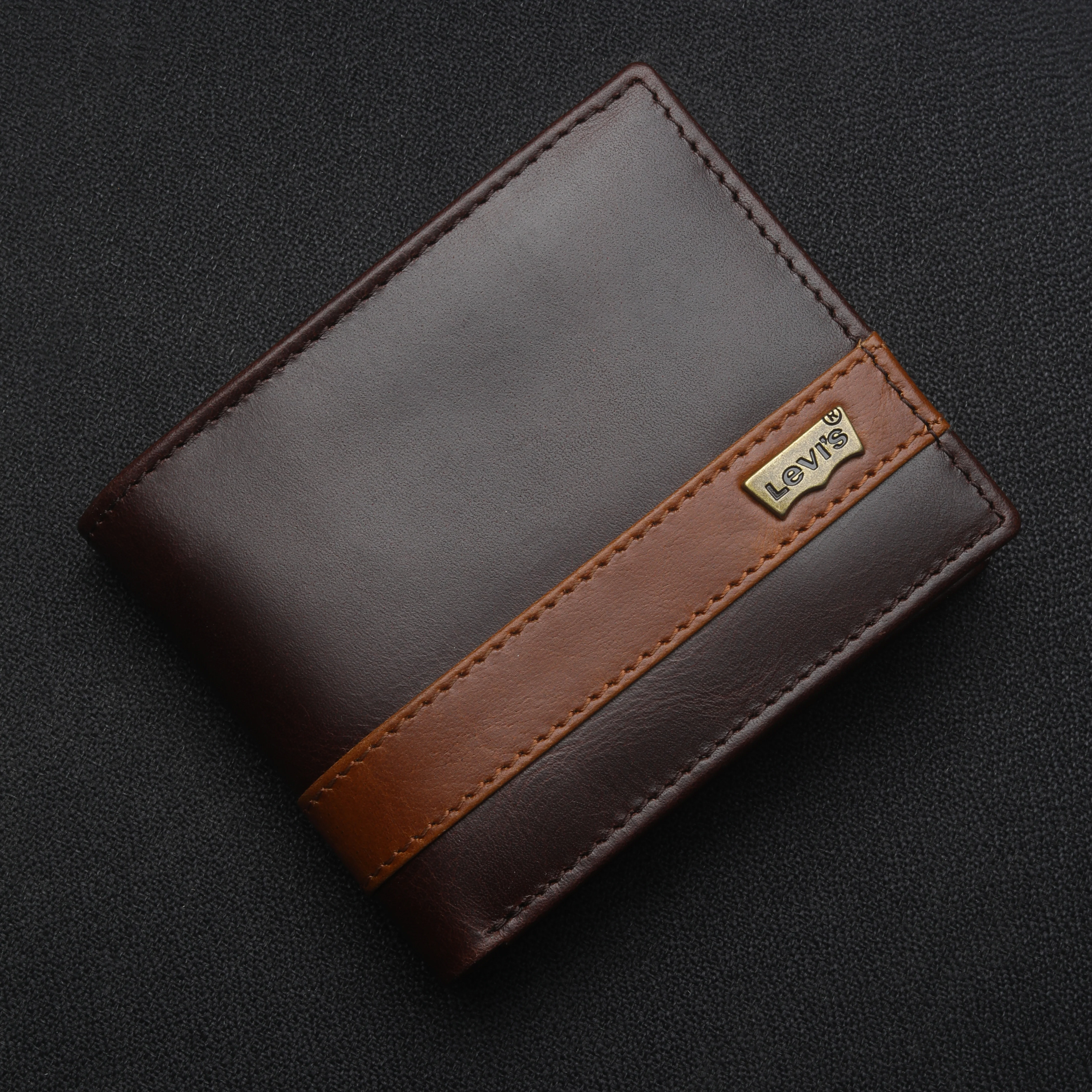 Men's Brown Colorblock Bi-Fold Wallet