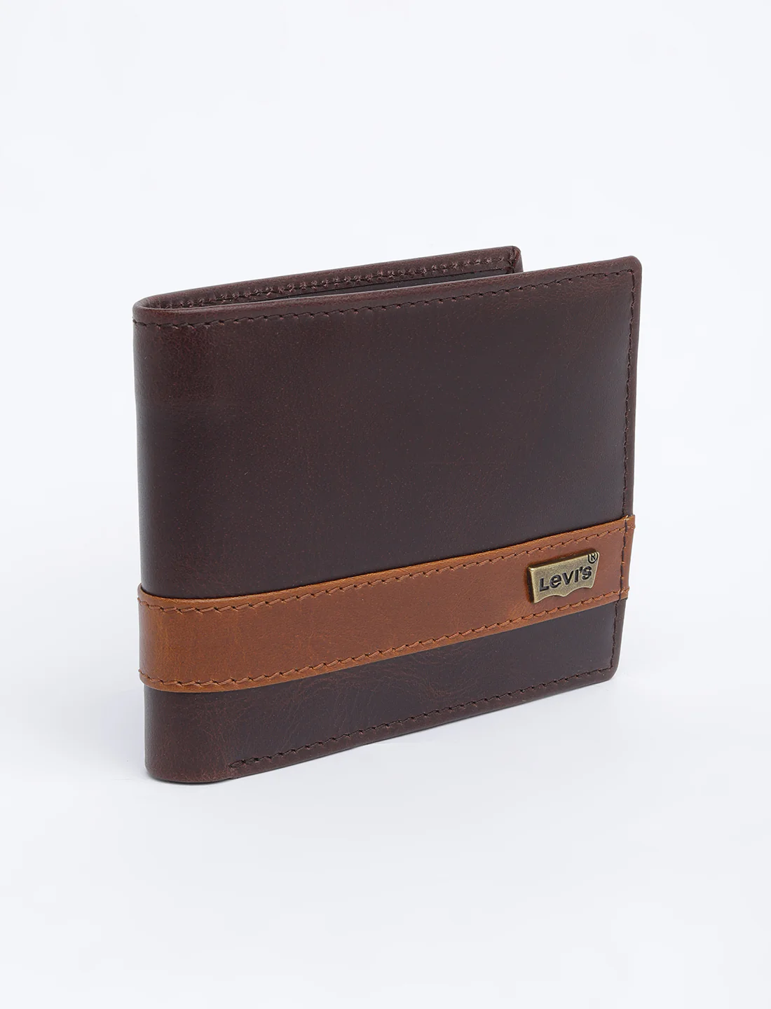 Men's Brown Colorblock Bi-Fold Wallet - Image 2