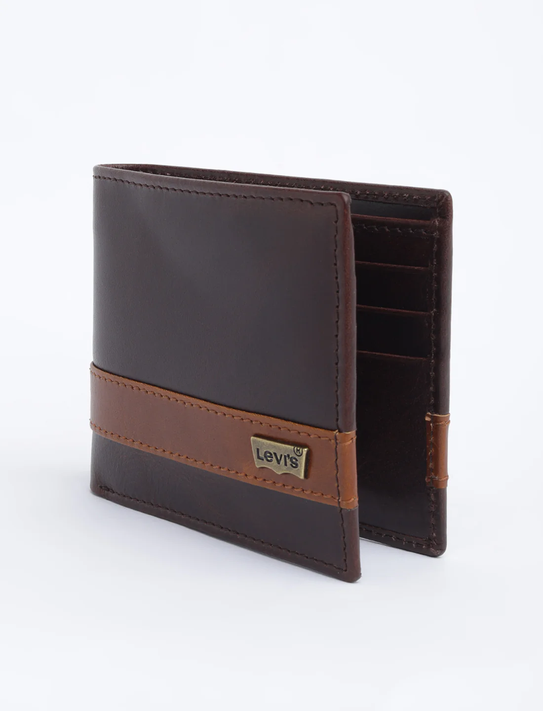 Men's Brown Colorblock Bi-Fold Wallet - Image 3