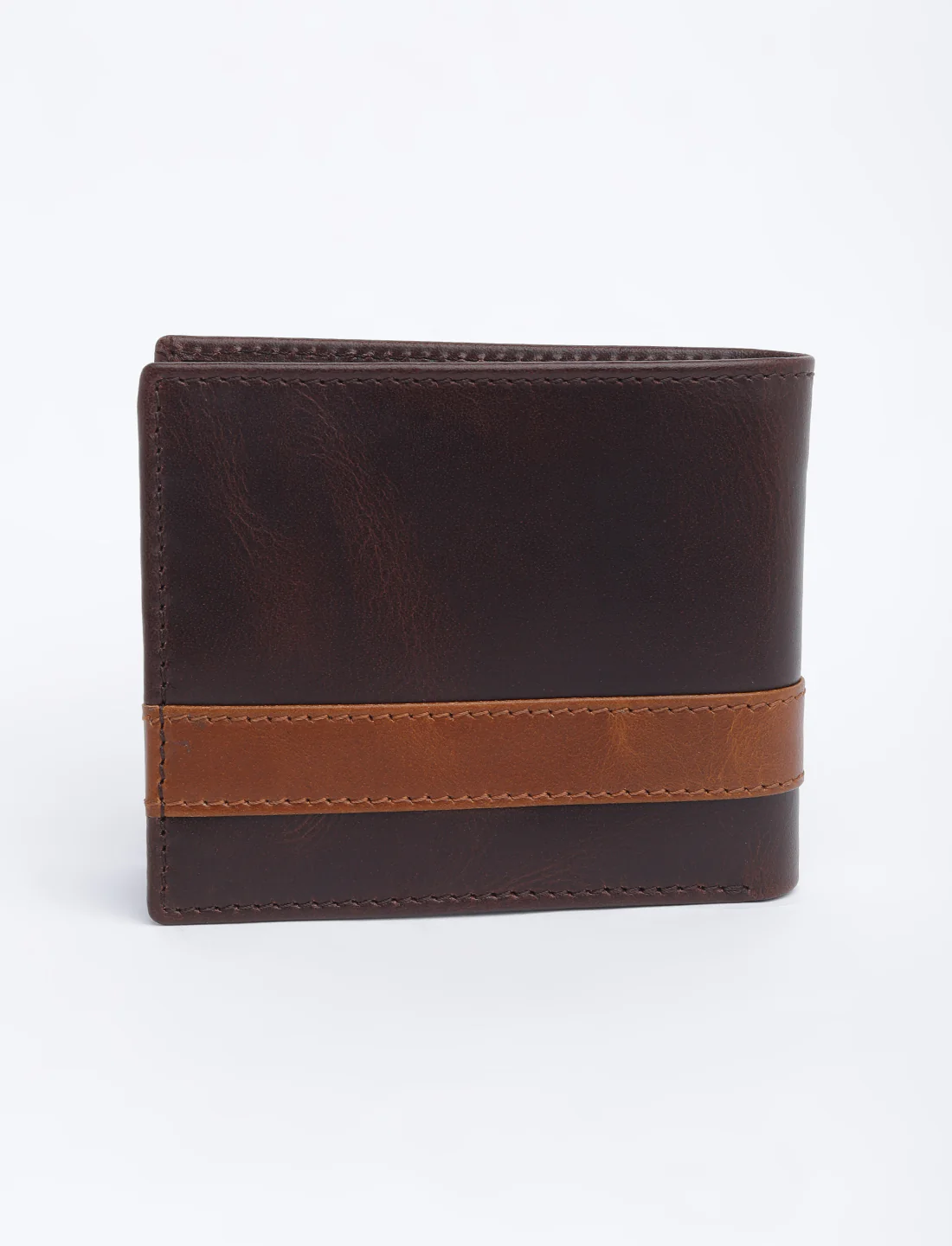 Men's Brown Colorblock Bi-Fold Wallet - Image 5