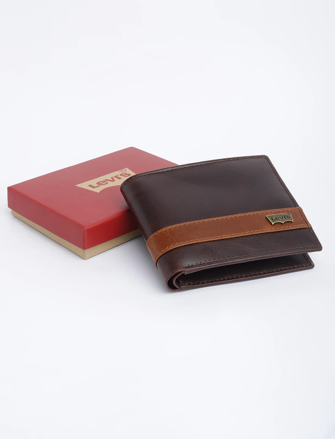 Men's Brown Colorblock Bi-Fold Wallet - Image 6