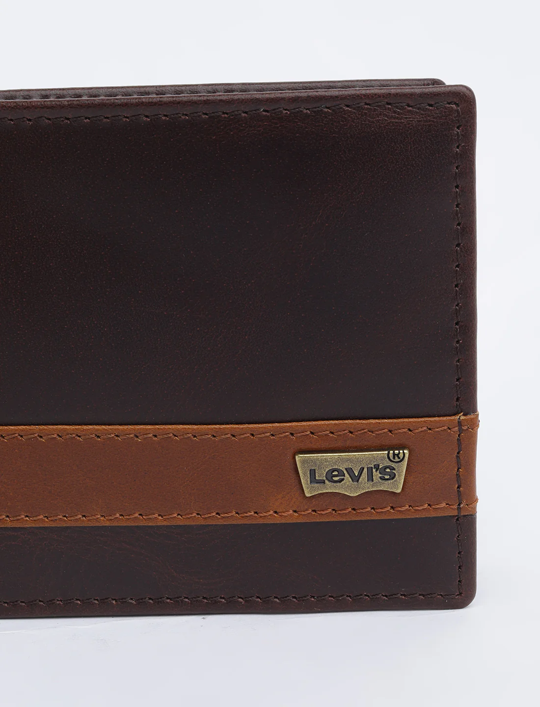 Men's Brown Colorblock Bi-Fold Wallet - Image 7