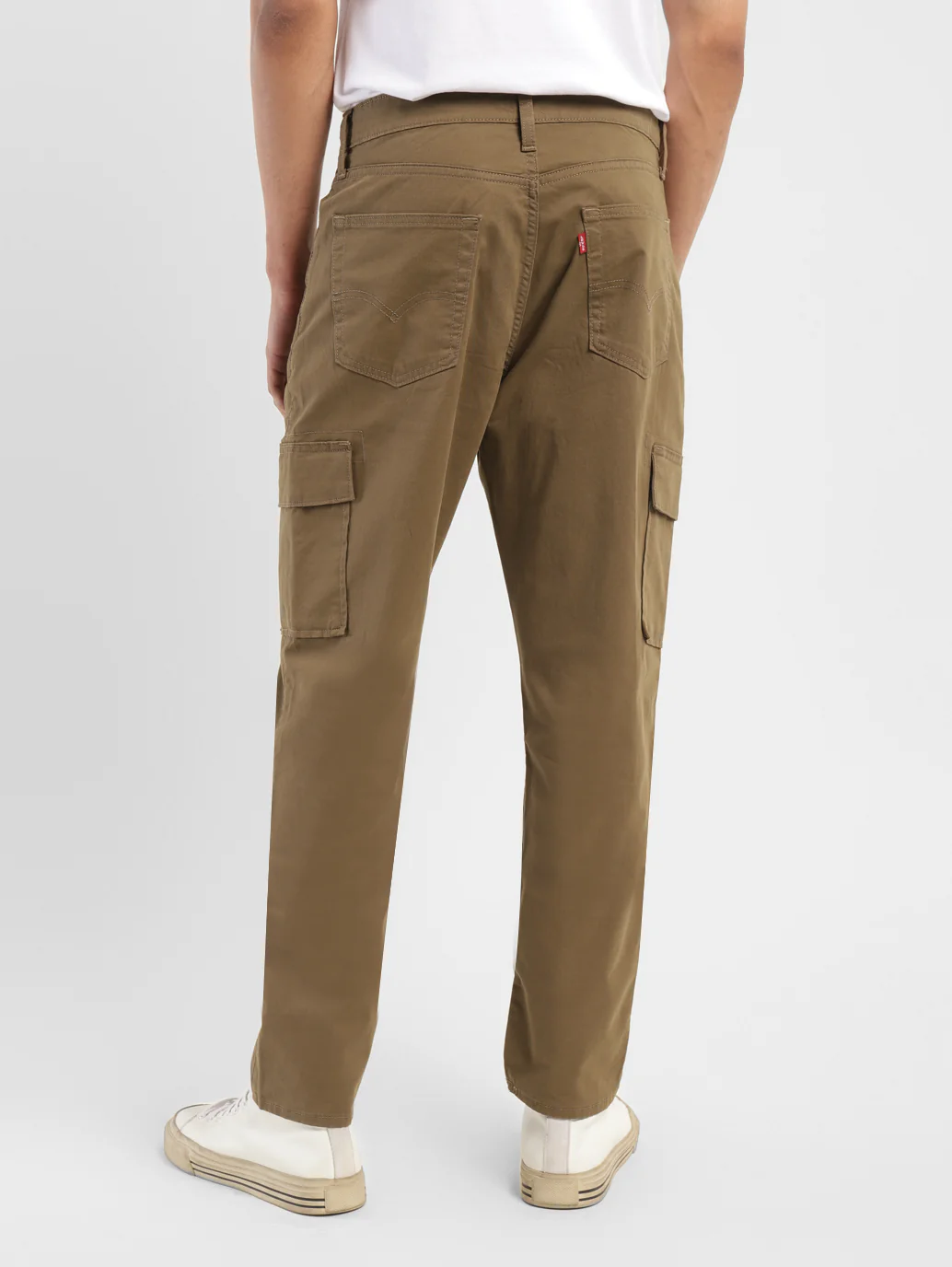 Men's Brown Loose Fit Cargo Trousers - Image 4
