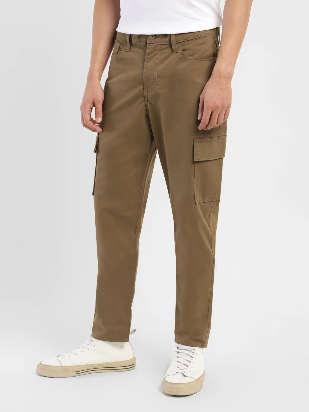 Men's Brown Loose Fit Cargo Trousers - Image 5