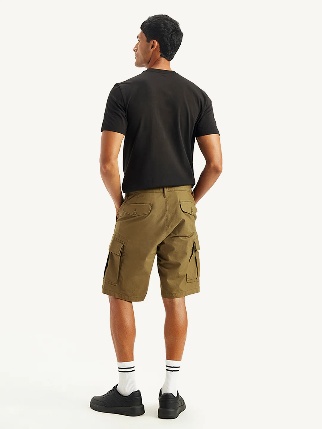 Men's Brown Regular Fit Cargo Shorts - Image 2