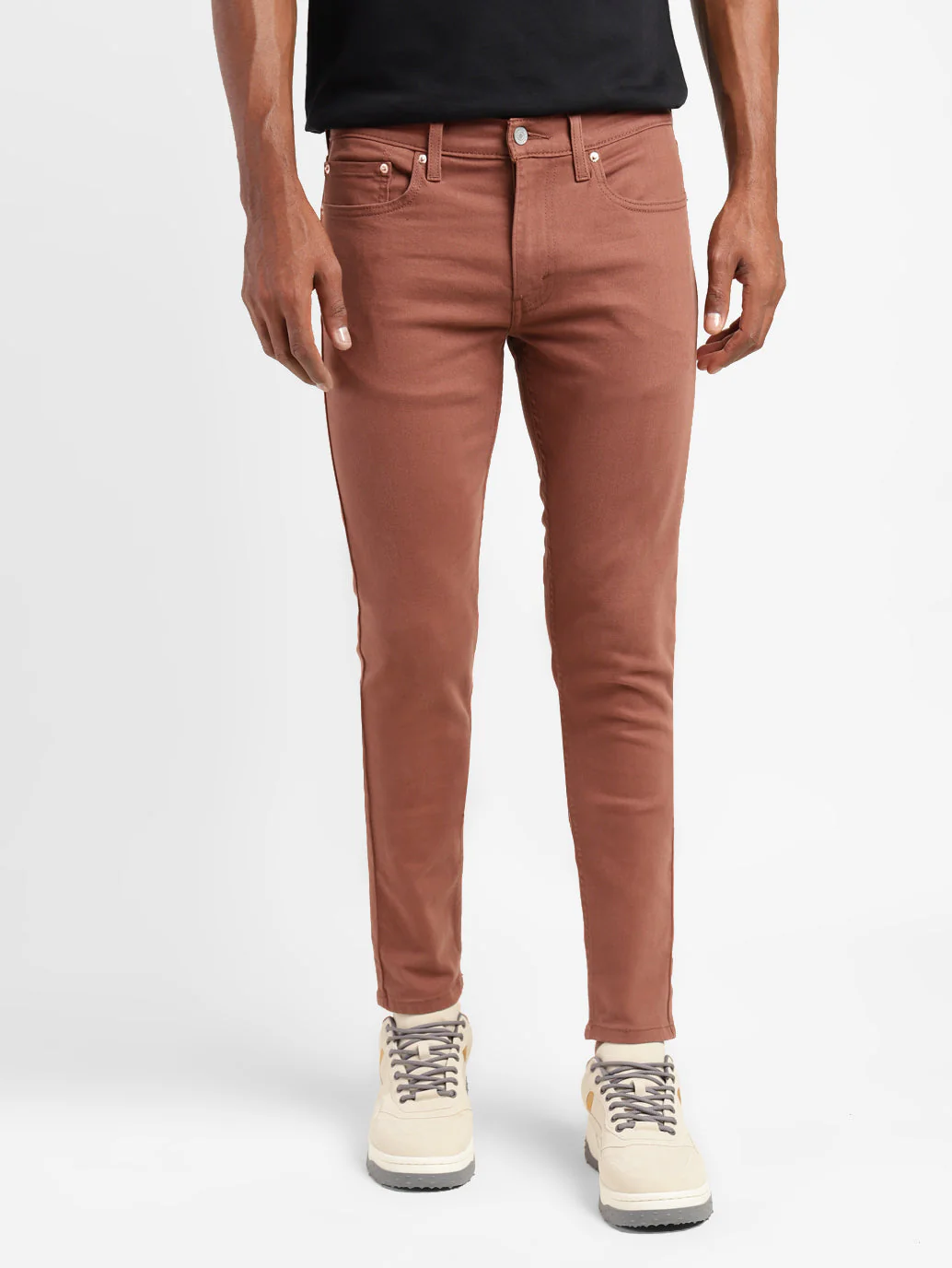 Men's Brown Skinny Fit Mid Rise Jeans - Image 2