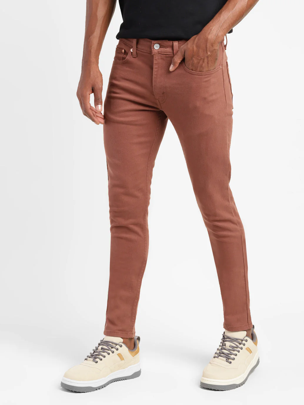 Men's Brown Skinny Fit Mid Rise Jeans - Image 4