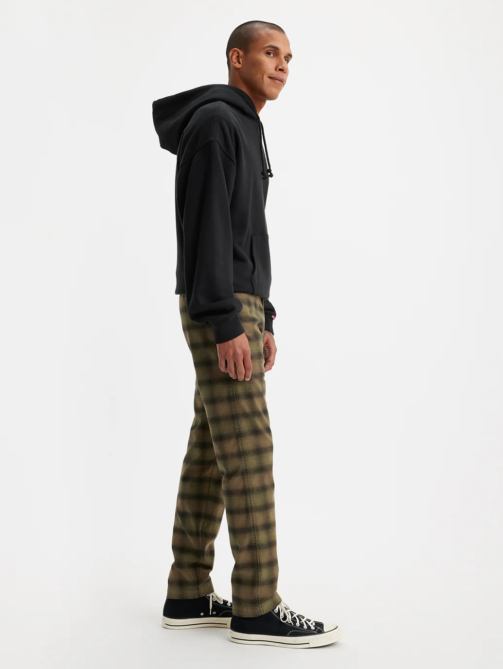 Men's Checkered Brown Slim Fit Chinos - Image 3
