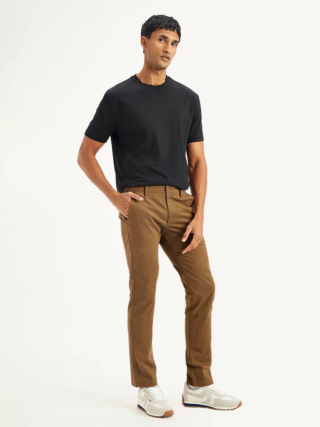 Men's Brown Slim Fit Chinos - Image 3