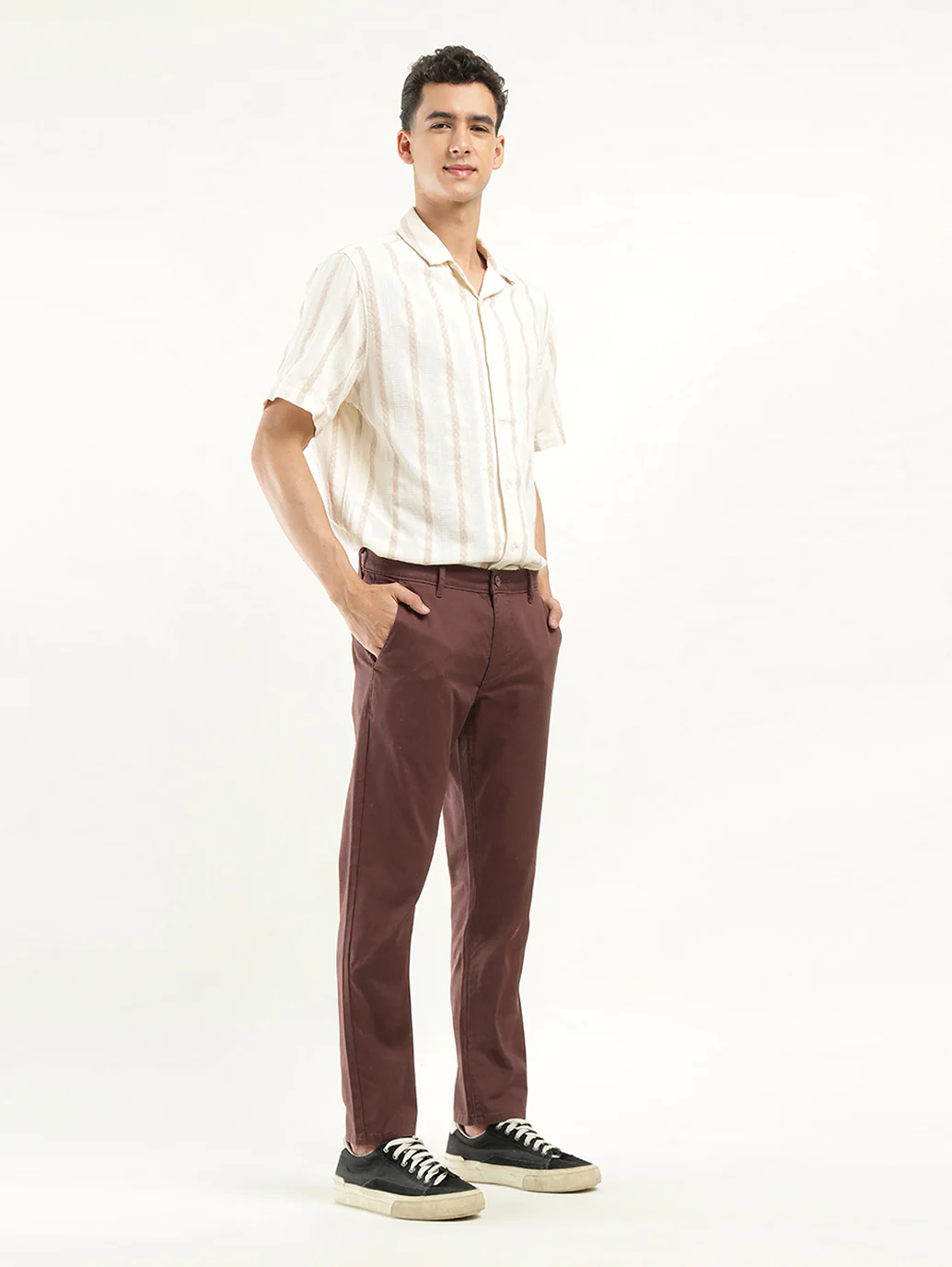 Men's Brown Slim Fit Chinos - Image 2