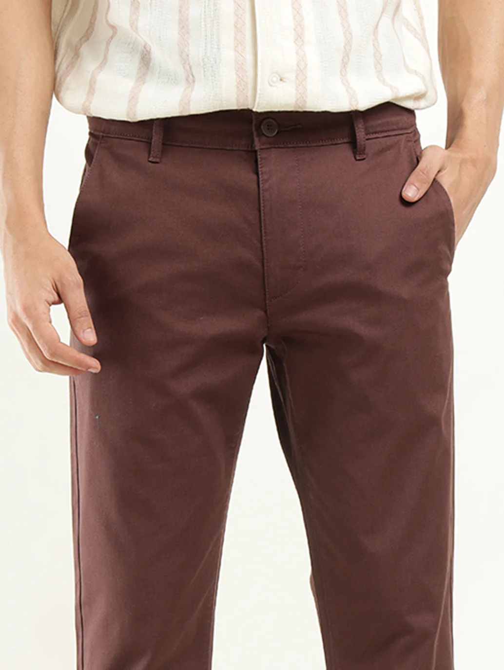 Men's Brown Slim Fit Chinos - Image 4