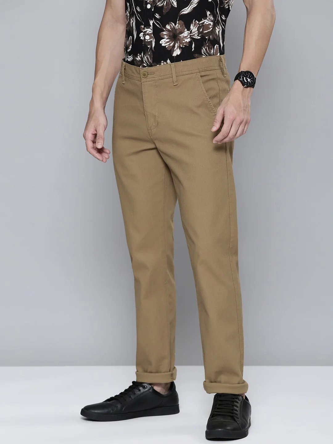 Men's Brown Slim Fit Chinos - Image 3