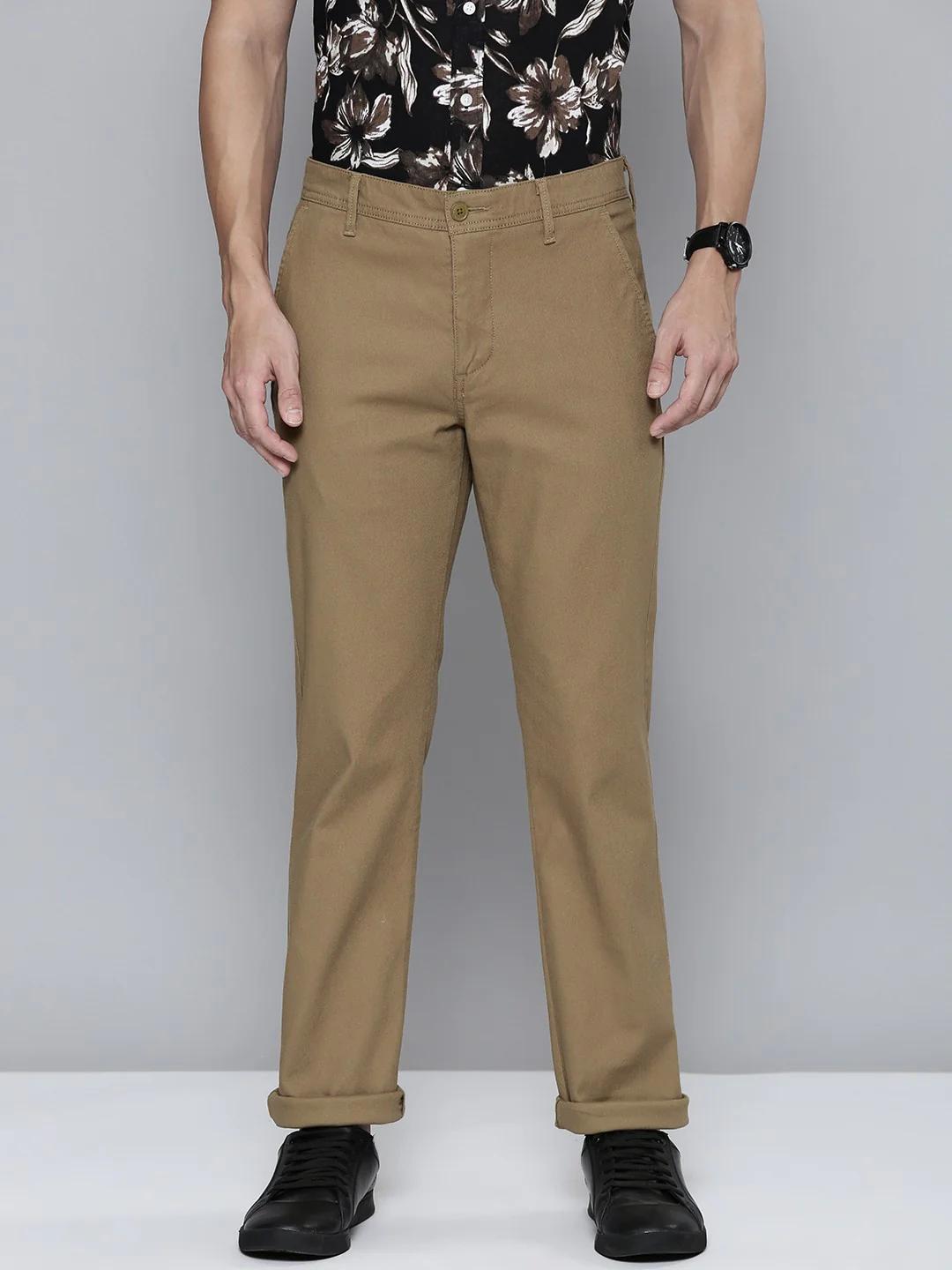 Men's Brown Slim Fit Chinos - Image 4