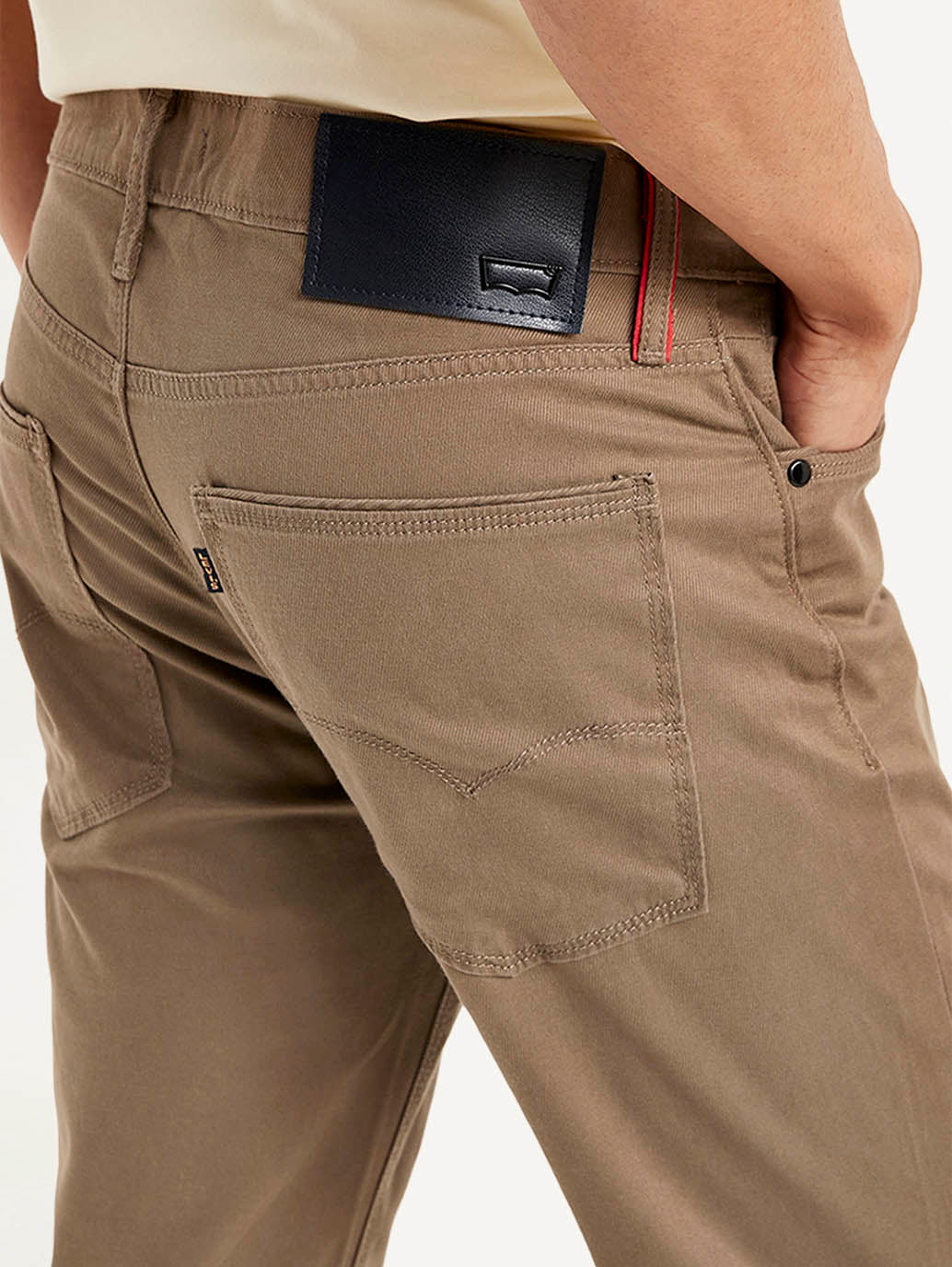 Men's Redloop Brown Slim Fit Trousers - Image 4