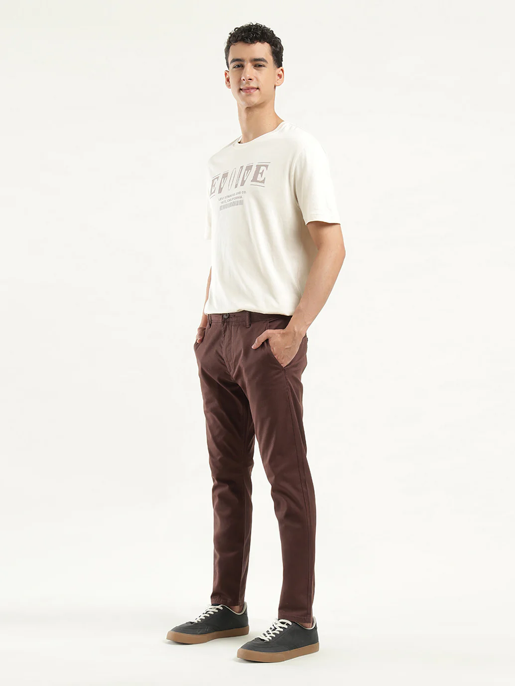 Men's Brown Slim Tapered Fit Chinos - Image 5