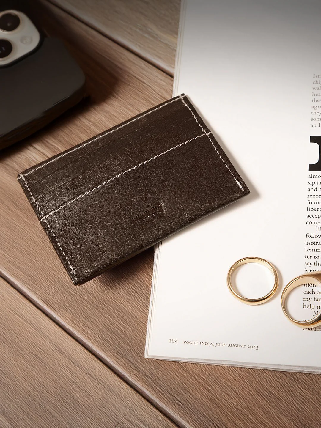 Men's Brown Solid Card Holder