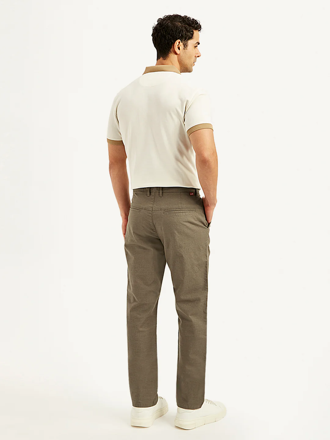 Men's Brown Authentic Straight Fit Linen Chinos - Image 3