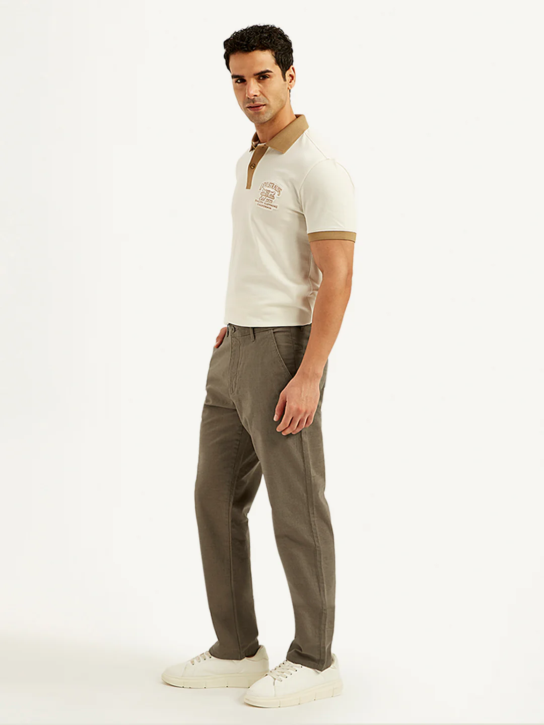 Men's Brown Authentic Straight Fit Linen Chinos - Image 4