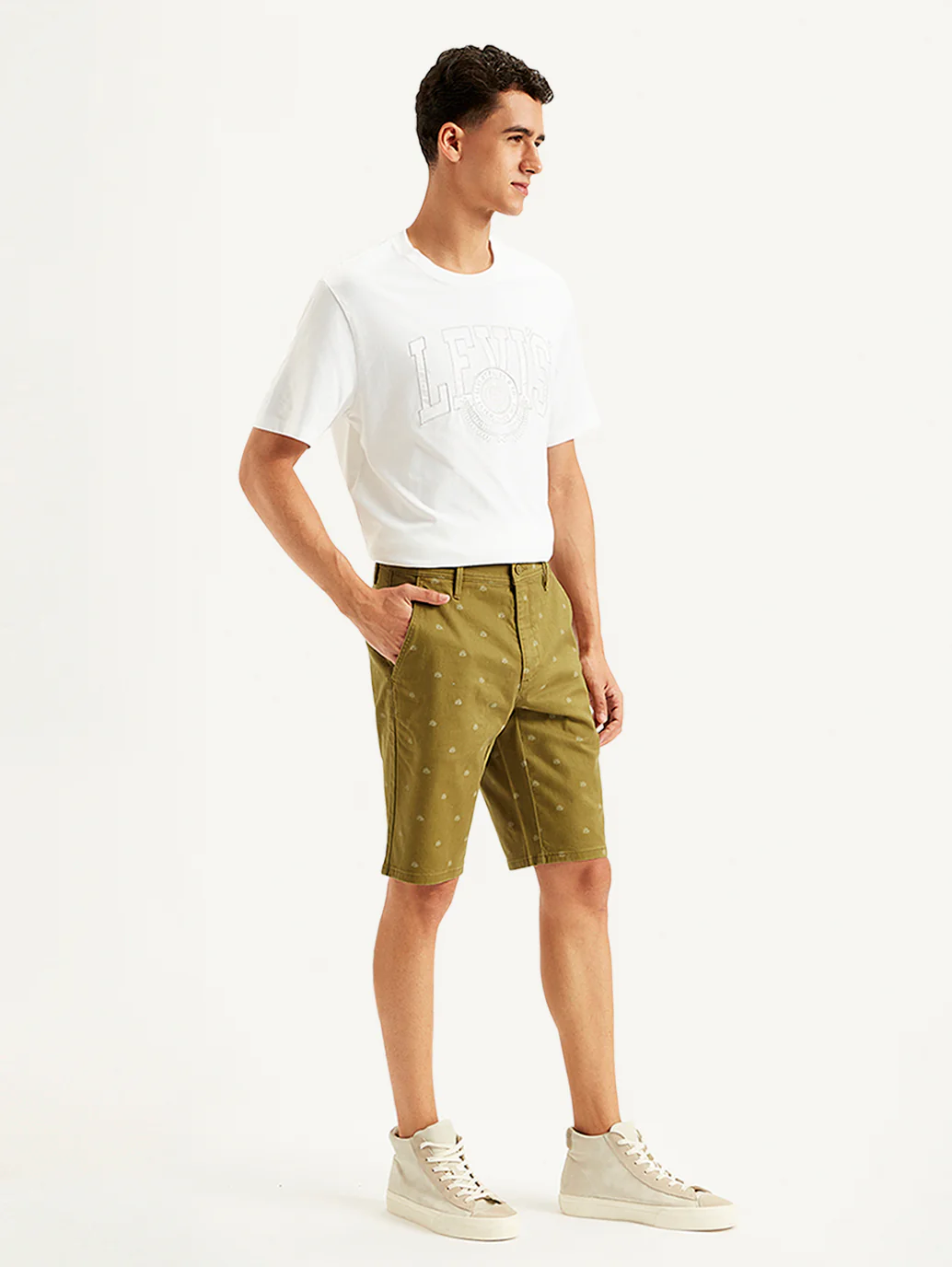 Men's Brown Tapered Chino Shorts - Image 2
