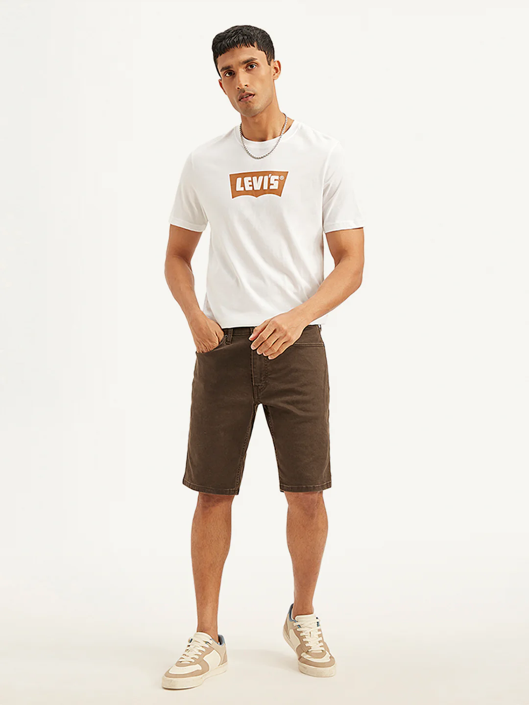 Men's Brown Tapered Shorts
