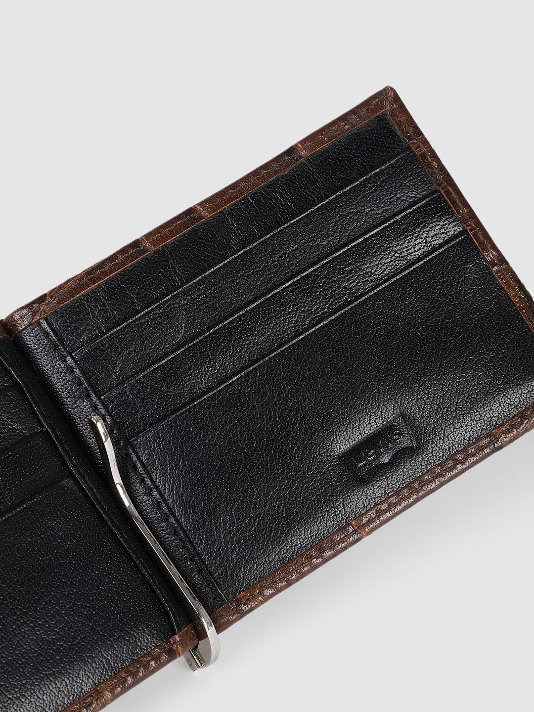 Men's Brown Textured Card Holder - Image 5