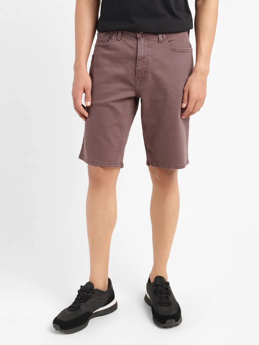 Men's Burgundy Regular Fit Shorts - Image 2