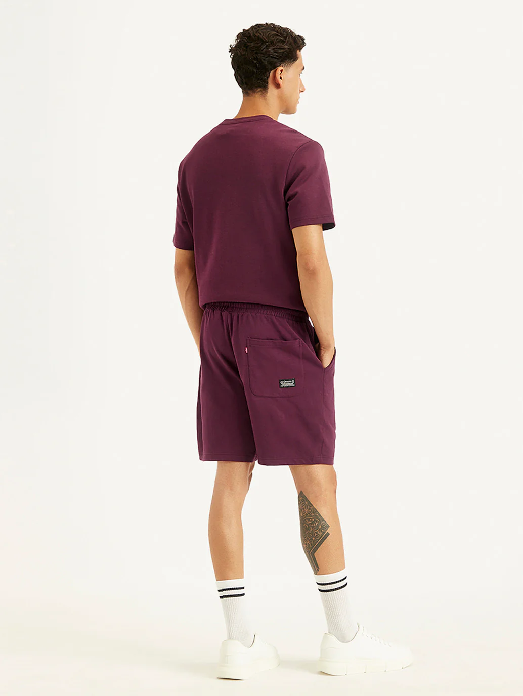 Men's Burgundy Regular Fit Shorts - Image 3