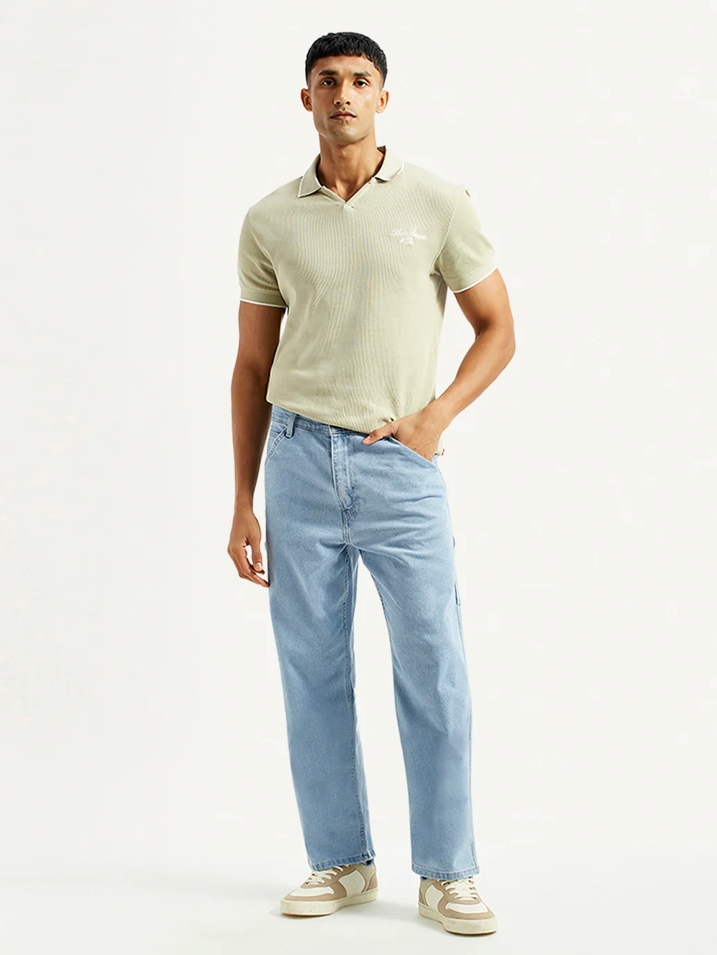Men's 568 Light Blue Loose Fit Mid Rise Carpenter Jeans