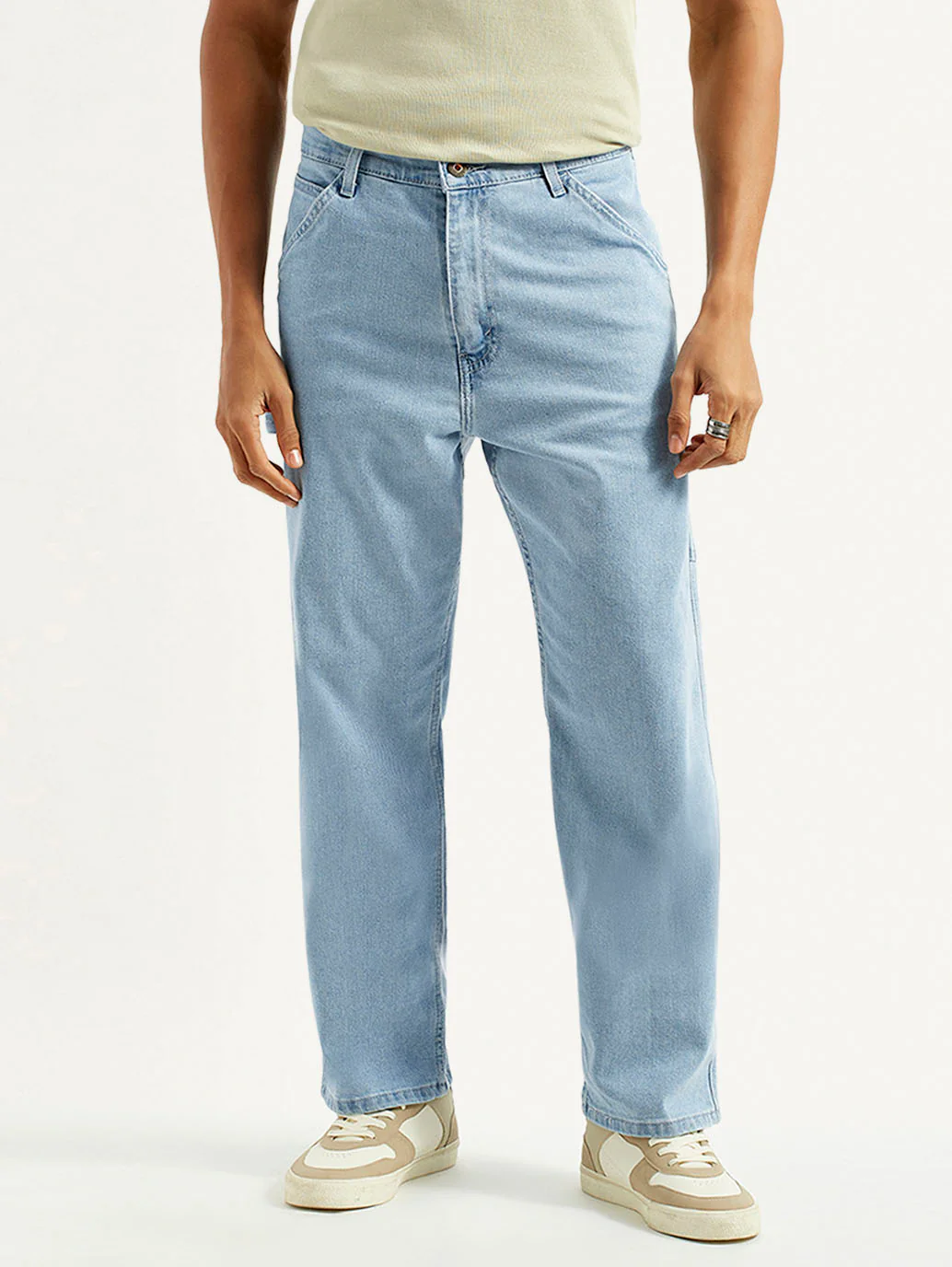 Men's 568 Light Blue Loose Fit Mid Rise Carpenter Jeans - Image 3