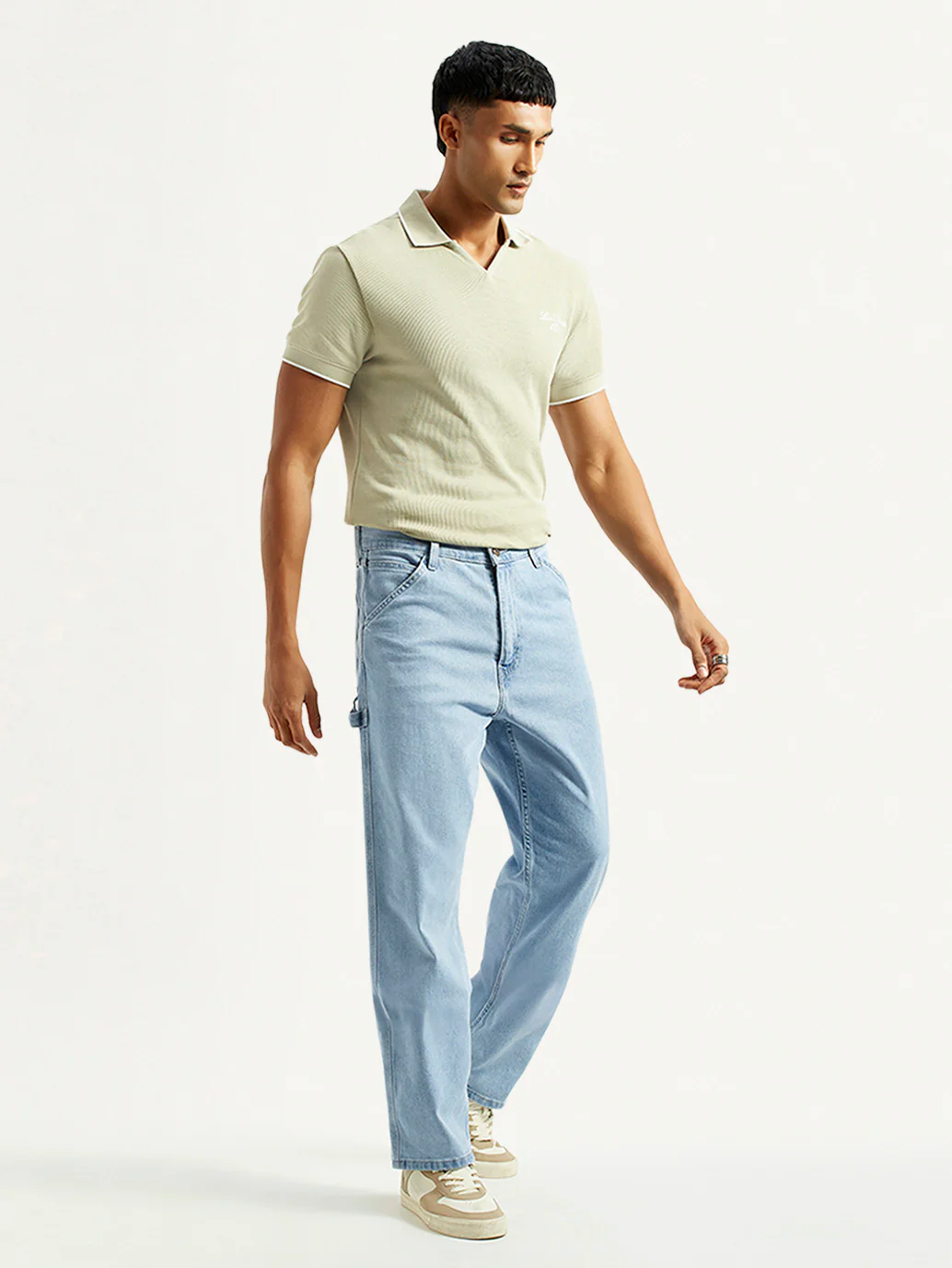 Men's 568 Light Blue Loose Fit Mid Rise Carpenter Jeans - Image 7