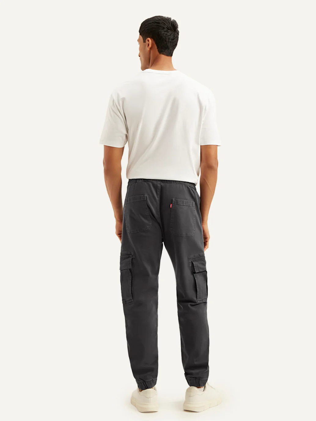 Men's Charcoal Grey Regular Fit Cargo Joggers - Image 3