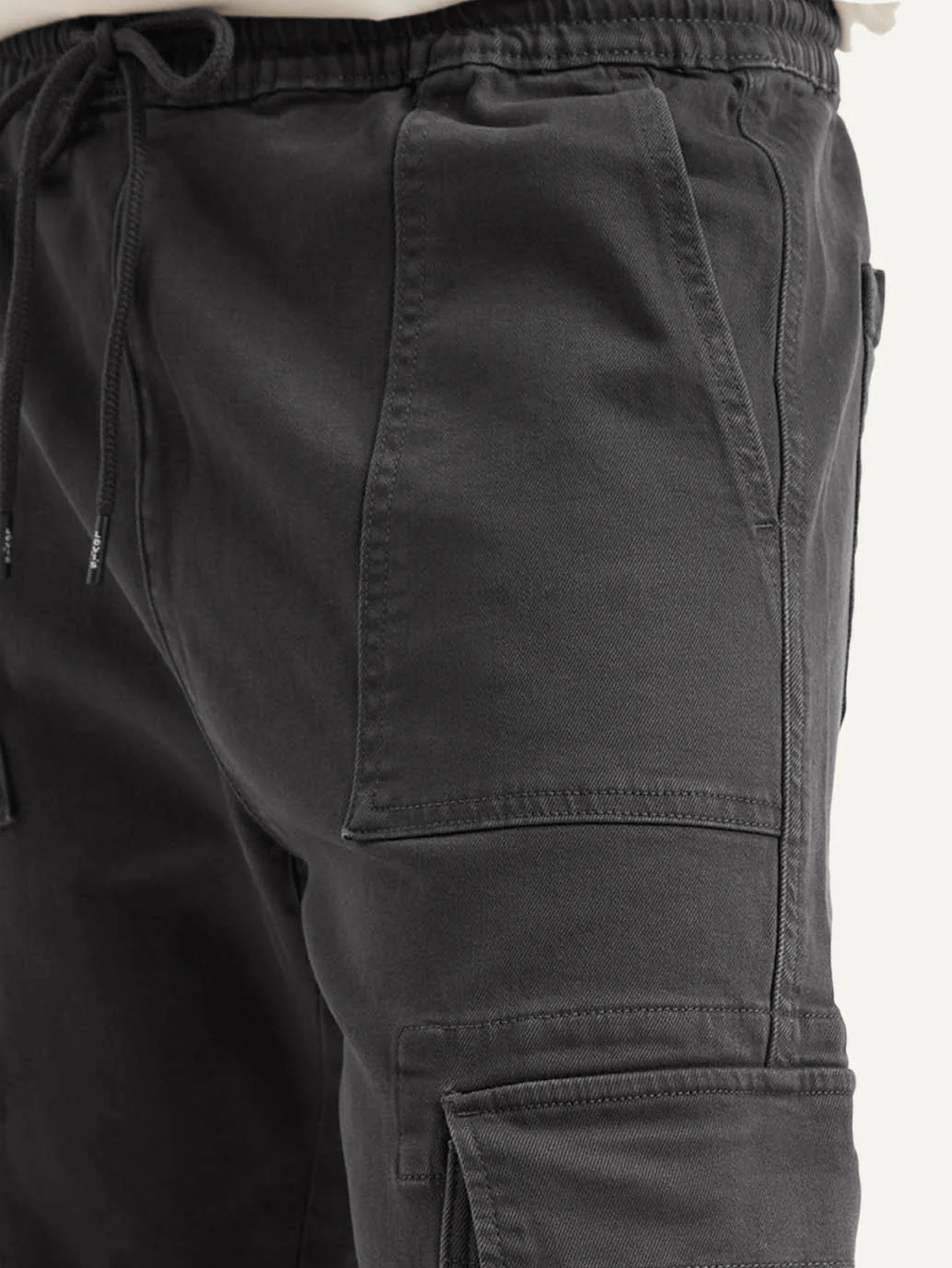 Men's Charcoal Grey Regular Fit Cargo Joggers - Image 4