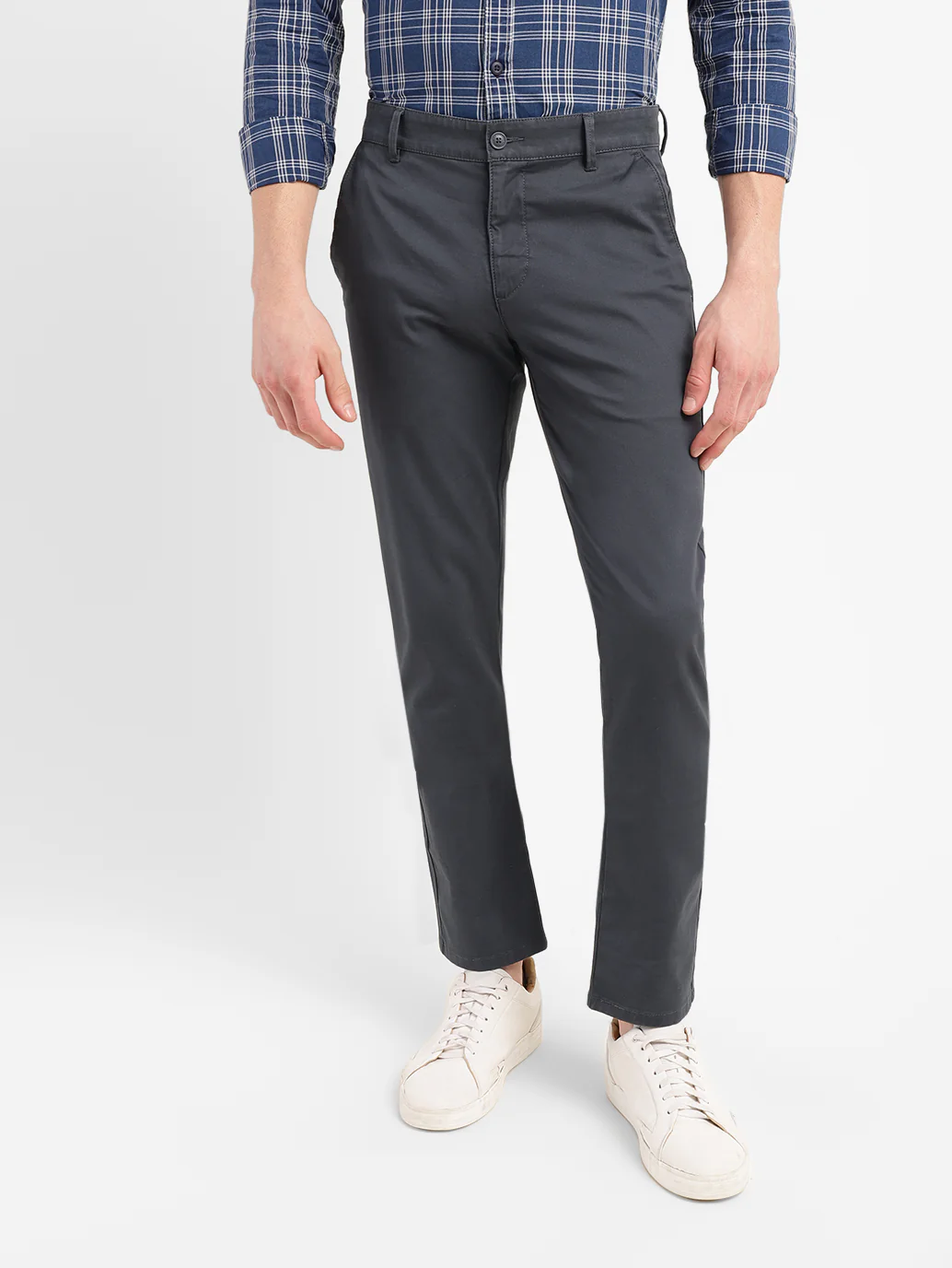 Men's Charcoal Grey Slim Fit Chinos - Image 2