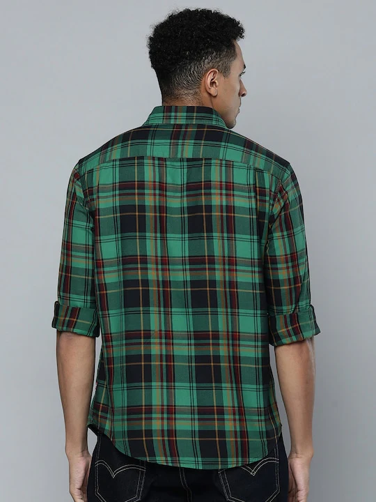 Men's Checkered Spread Collar Shirt - Image 10