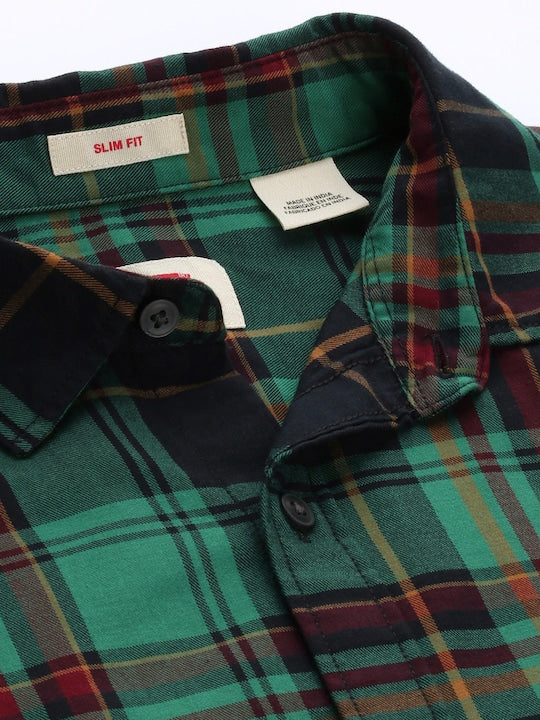 Men's Checkered Spread Collar Shirt - Image 11