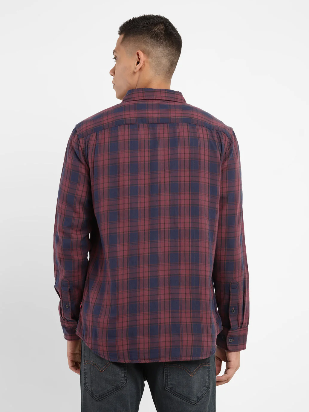 Men's Checkered Spread Collar Shirt - Image 3