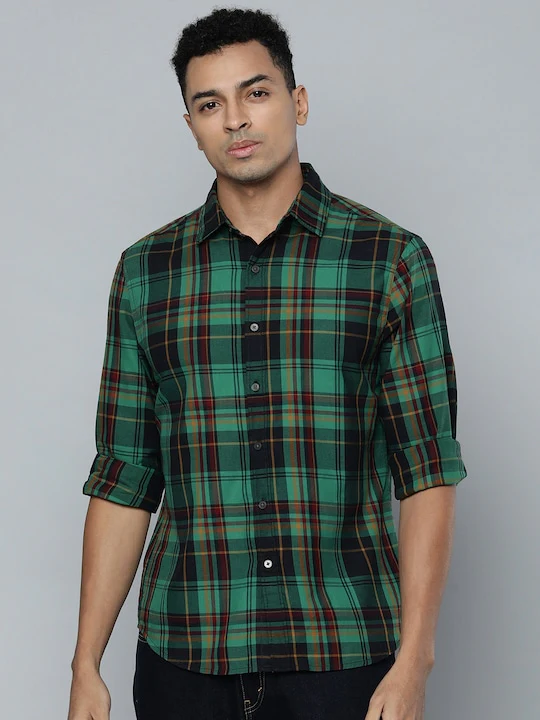 Men's Checkered Spread Collar Shirt - Image 7