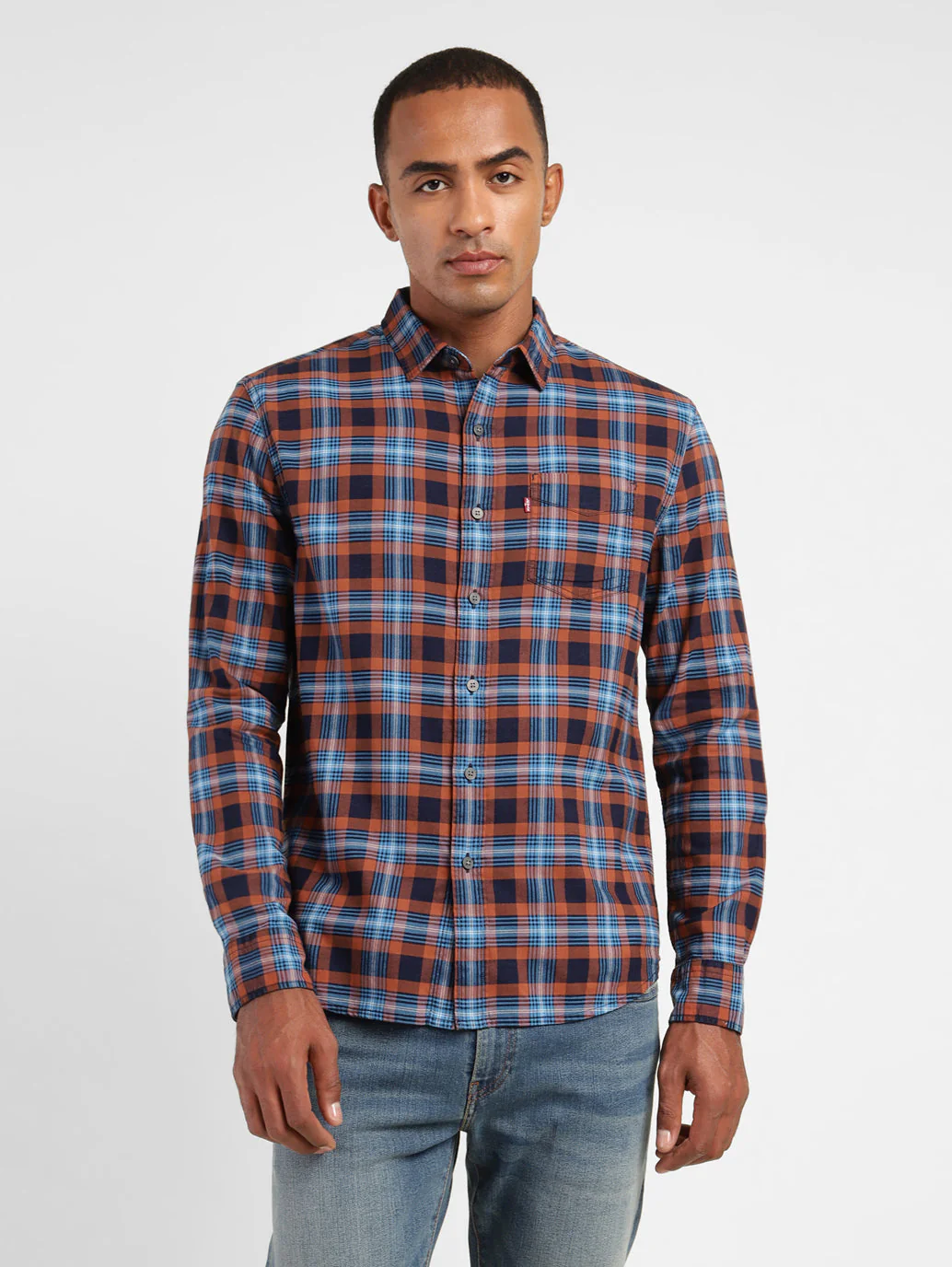 Men's Checkered Spread Collar Shirt - Image 2