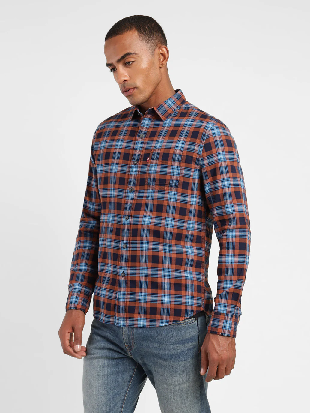 Men's Checkered Spread Collar Shirt - Image 4
