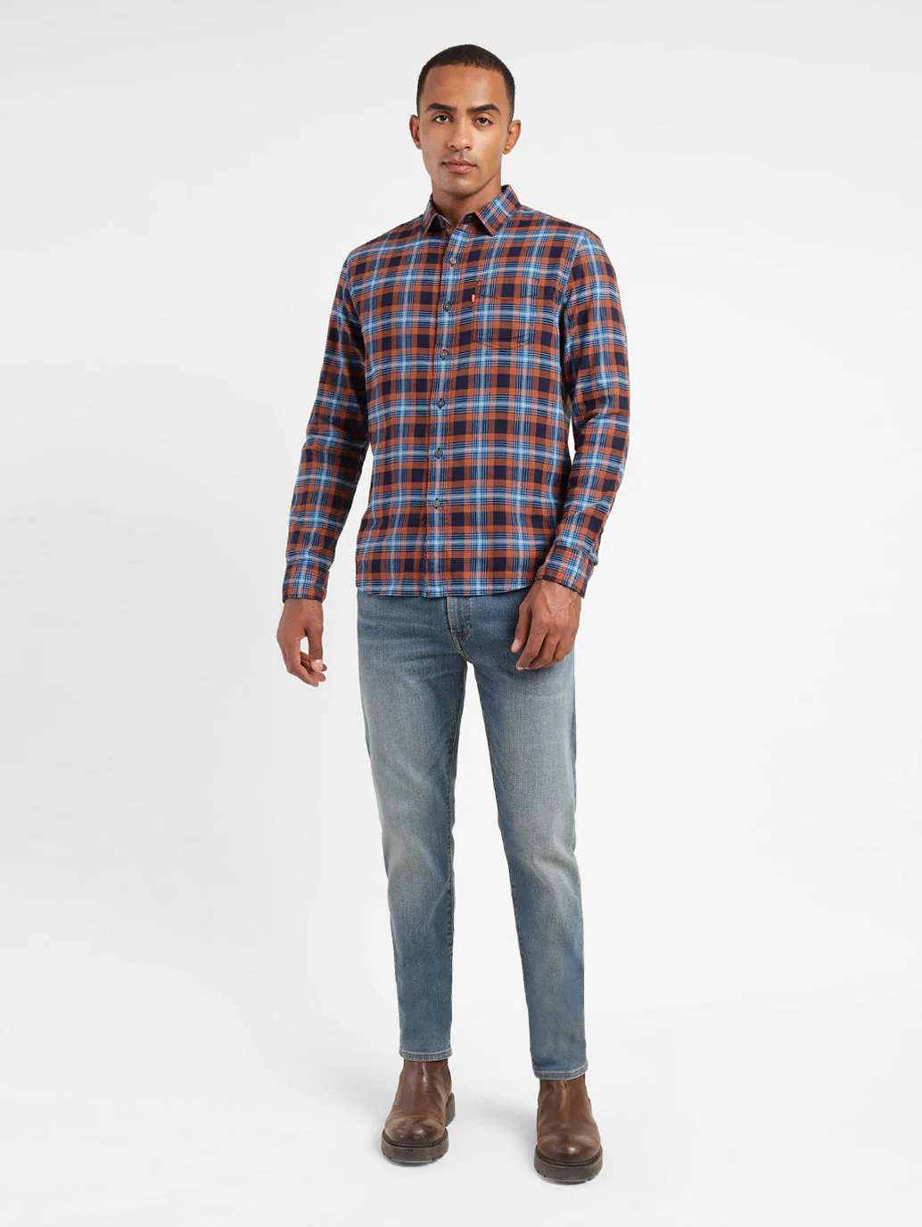 Men's Checkered Spread Collar Shirt - Image 5