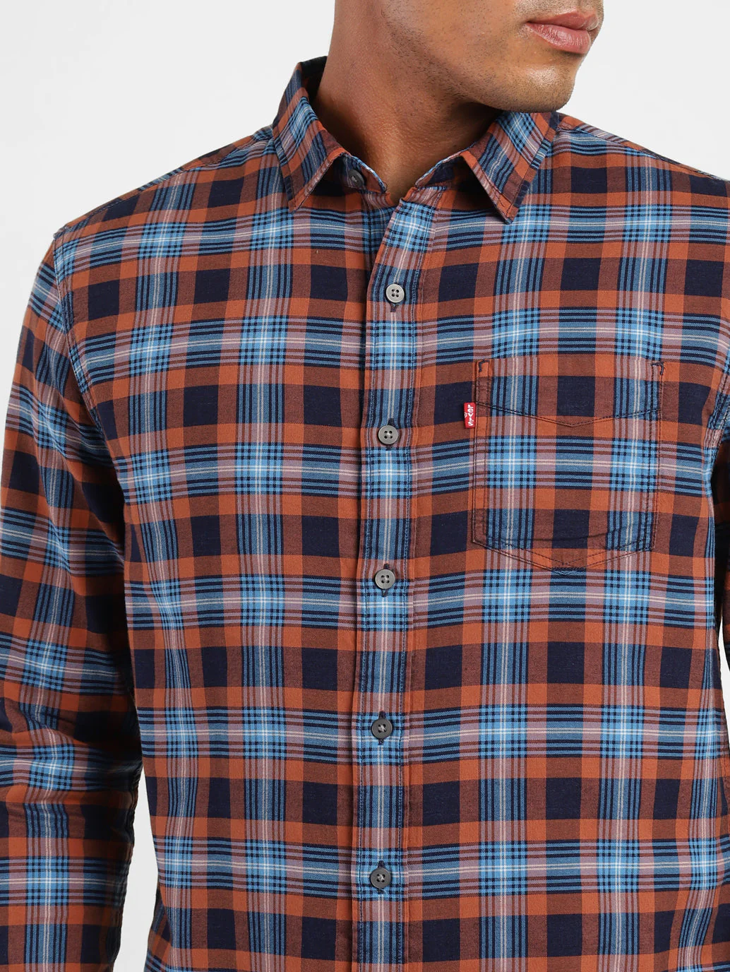 Men's Checkered Spread Collar Shirt - Image 6